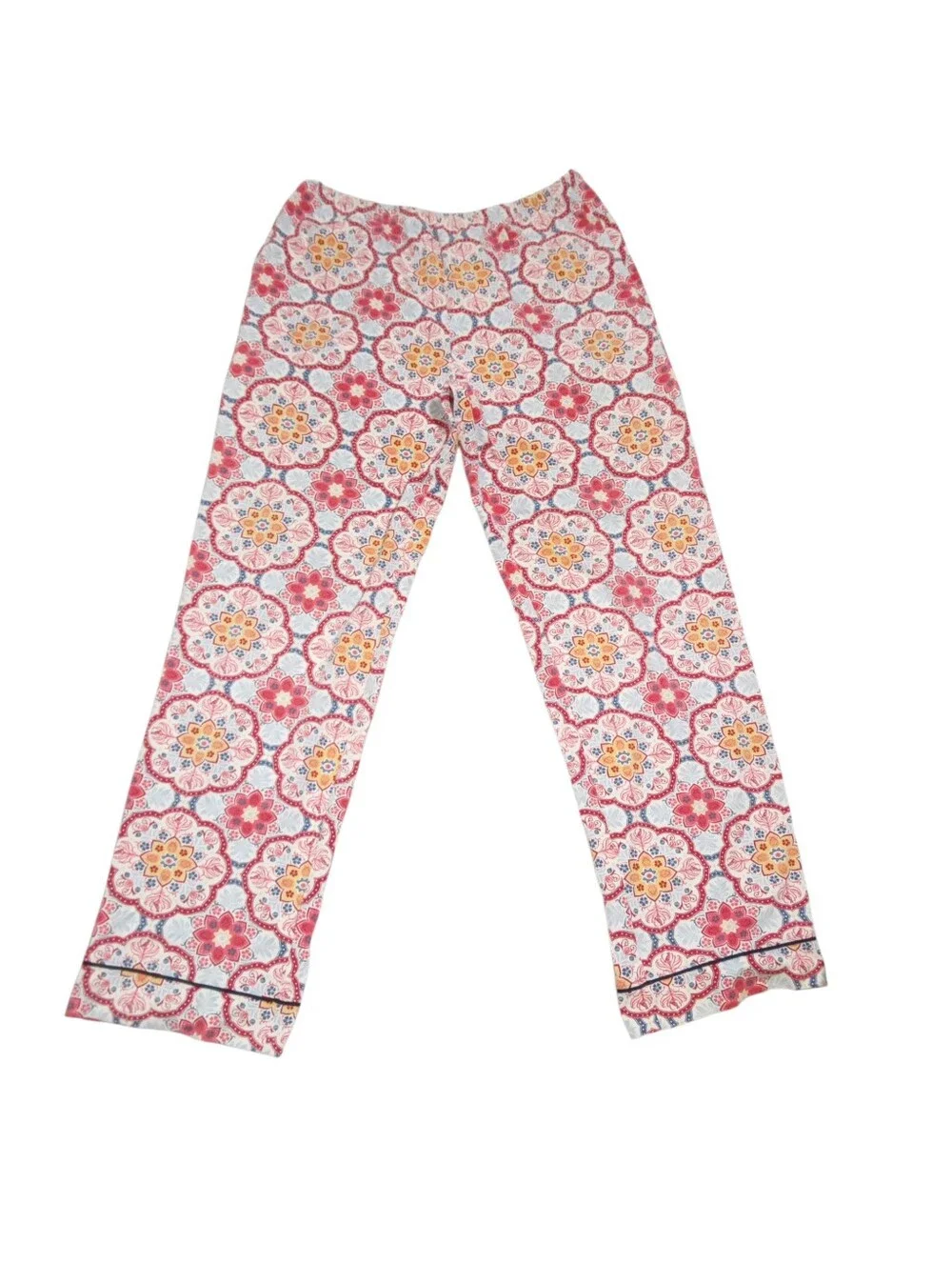 BedHead Floral Paisley Print Pajama Set Button Front Piped Lounge Sz L